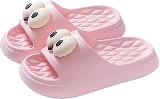 Pantuflas De Nube De Verano Caricatura Gafas Grandes Zapatillas para El Hogar Sandalias De Color Sólido Pareja con Fondo Suave Y Transpirable Hombre Macho