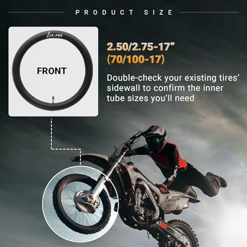 Image of (2-Pack) 2.50 /2.75-17 inch(70 /100-17) Motorcycle Inner Tubes - Compatible with Honda, Coolster, TaoTao, 110cc, 125cc, and 140cc, Dirt Bikes, Moped, and Scooters and More