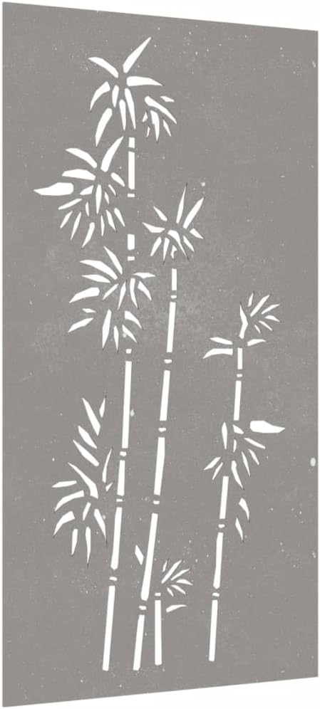 vidaXL Patio Wall Decoration in Corten Steel with Bamboo Design, Weather Art Piece for Outdoor Walls and Fences, Easy to Install, Maintenance-Free, 41.3"x21.7"