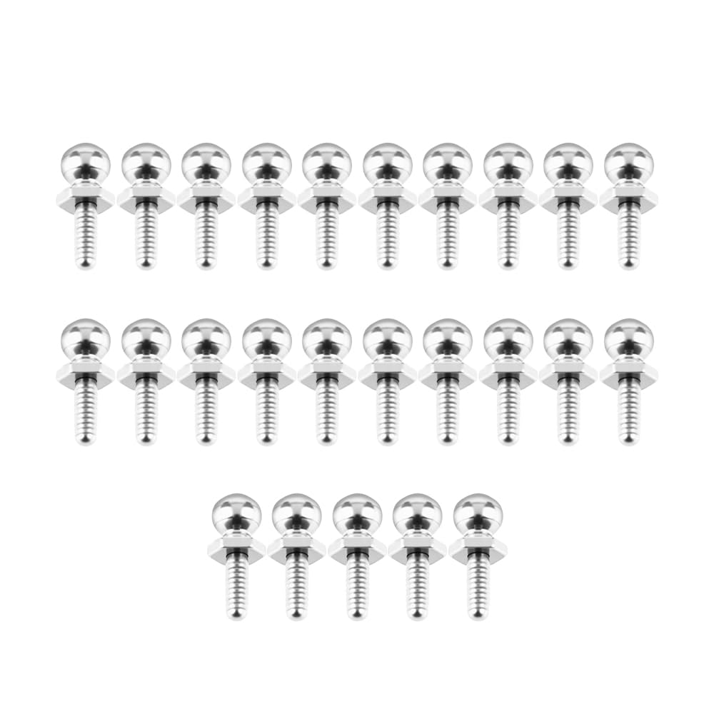 GLOBACT 25Pcs Ball Head Screw Stainless Steel RC Ball Studs for LOSI 1/24 Micro-B 1/28 Micro-T RC Upgrade Parts