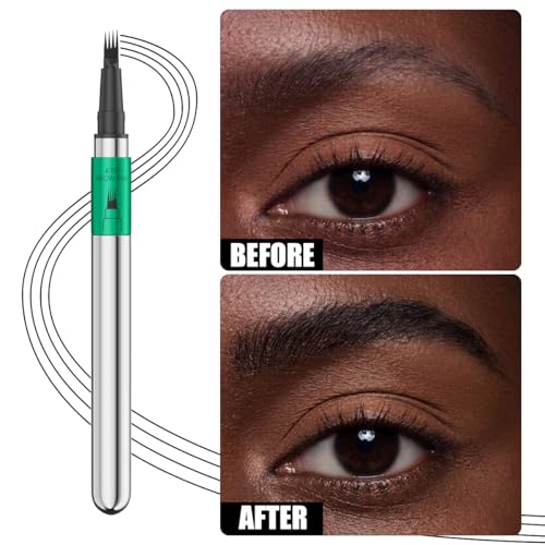Image of Microblading Eyebrow Pen, 4 Tip Precise Microblade Eyebrow Pencil That Looks Like Hair, Waterproof Natural Eye Brow Pencils for Women, Non Dry Out and Last All Day (Black)