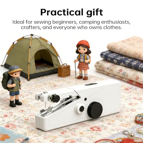 Image of Handheld Sewing Machine For Beginners, Mini Sewing Machine Portable, Easy To Use & Includes Sewing Kit, DIY Projects at Home or on the Go, Sewing Machine for Adults and Beginners.White