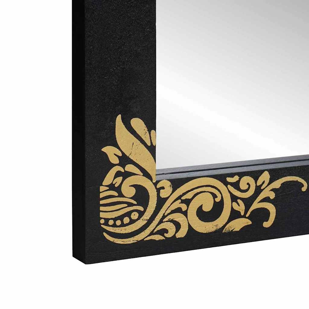 Rechteckiger Wandspiegel 70x50x2,5 cm Schwarz Silber | Mangoholzrahmen, Hochwertiges Glas, Modernes Design, Pflegeleicht mit Feuchttuch