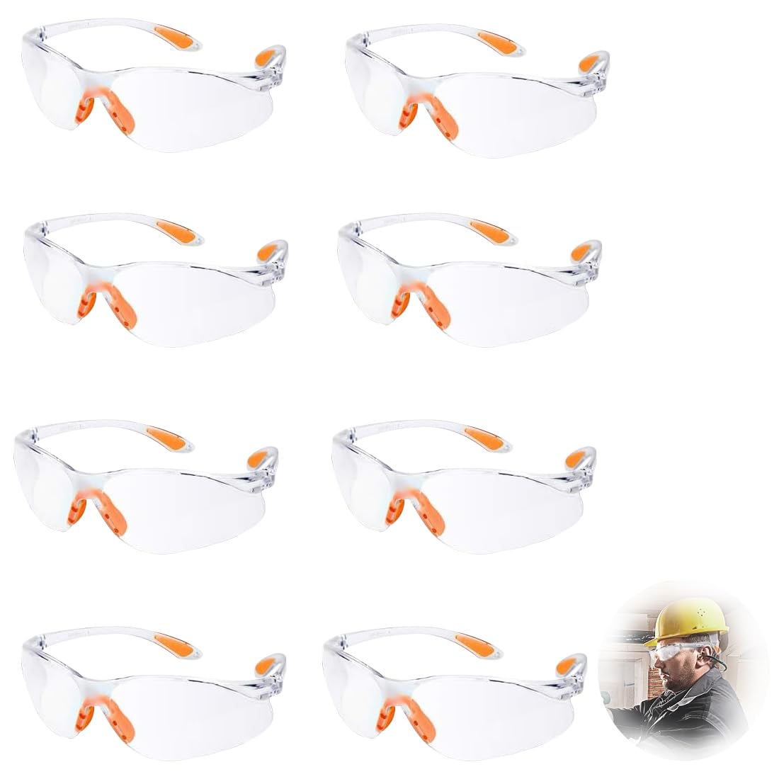 YEAPEAK 8 Pares De Gafas De Seguridad, Gafas Proteccion Trabajo, Gafas Seguridad Trabajo Transparentes Con Lentes Transparentes De Goma, Gafas De Laboratorio, Gafas De Proteccion Antivaho Laboratorio