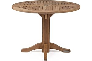 Ash & Ember Grade A Teak 42 Inch Round Dining Table: Weather-Resistant,...