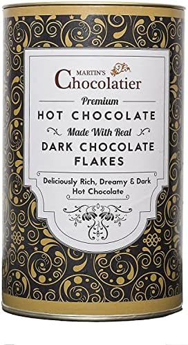 Martins Chocolatier Hot Chocolate Drinking Chocolate Made from Real Belgian Chocolate Flakes - 300g Tin (White Chocolate)