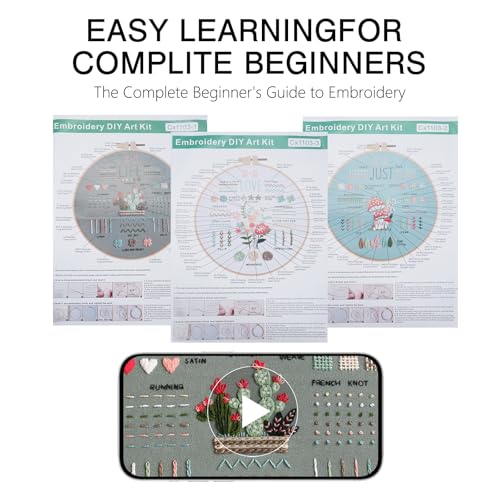 Image of RUIJINGCC 3 Packs Embroidery Kits for Beginners,Cross Stitch Kits for Adults and Beginners,Easy to Learn 36 Different Stitches,Very Meaningful Gift for Kids