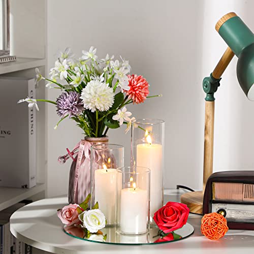 Shihanee 108 Pcs Pillar Candles and Glass Cylinder Vases Clear Cylinder Holders for Slim Pillar Candles Table Decorations, Total 54 Sets(White,108 Pcs)