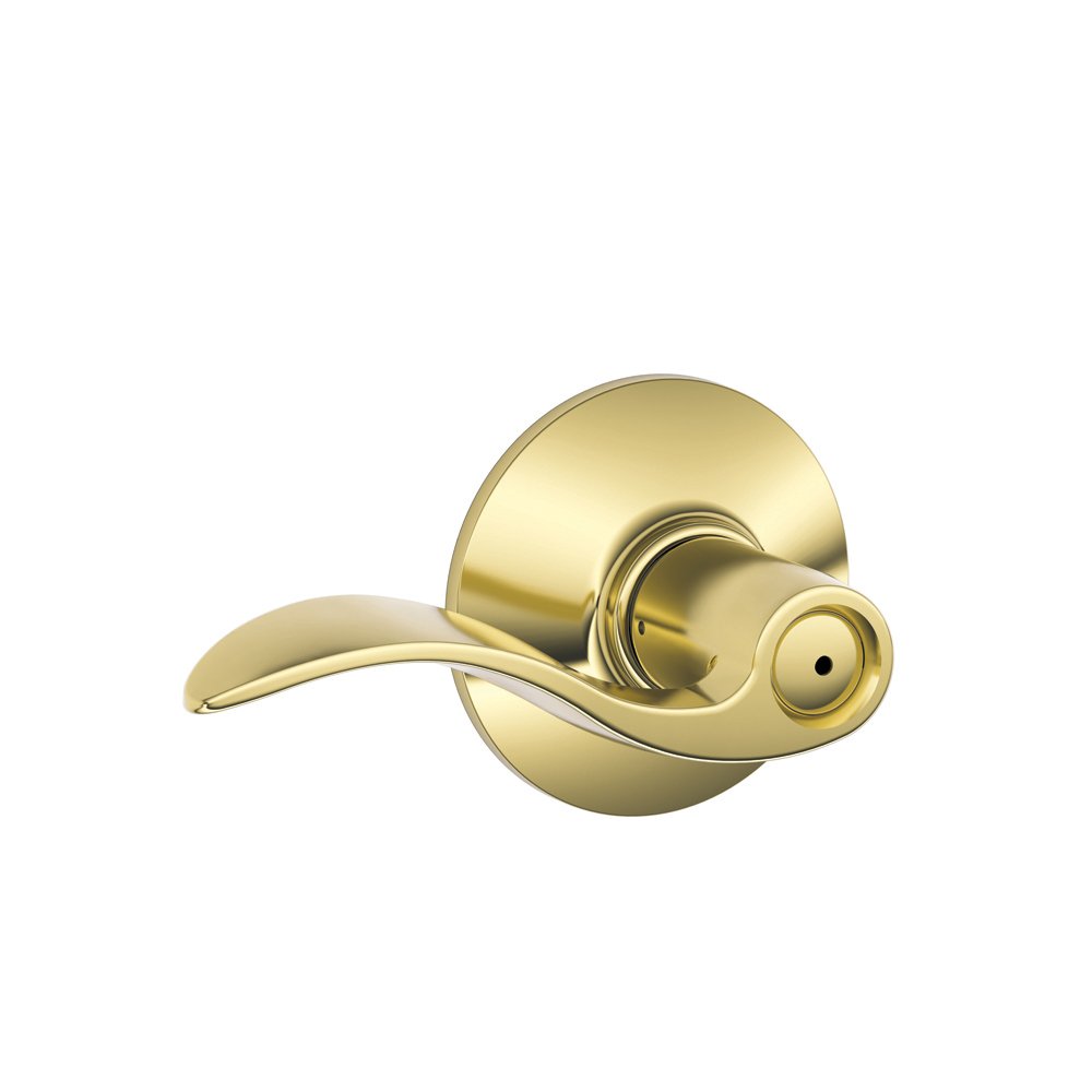 SCHLAGE Accent Bed/Bath Privacy Door Handle with Lock, Bright Brass