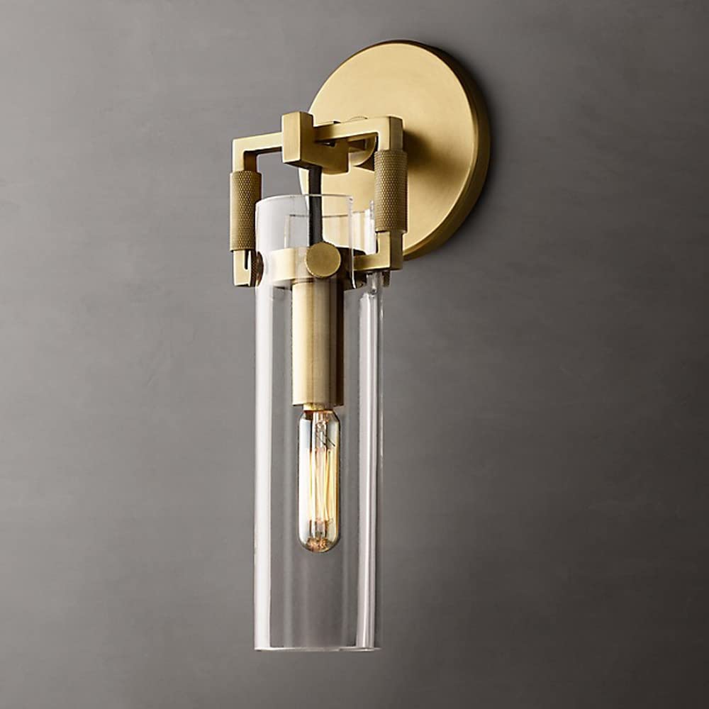 SXECAEPS Clear Glass Wall Sconce Bracket Light Industrial Lamp, Indoor Headboard Lighting Fixture E27 Sconces for Bedroom Bedside Restaurant Living Room Home Decoration