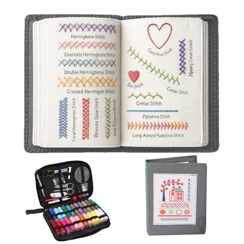 Kit Broderie Debutant, DIY Livre Broderie, kit broderie, kit de broderie, Stitch Book, livre de points de broderie créatif, livres de couture pour débutants...