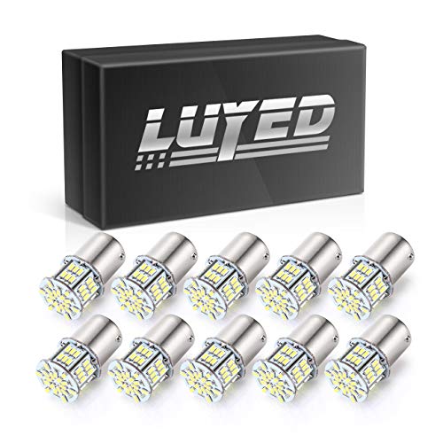 LUYED 12-24v Super Bright Low Power !10 x 650 Lumens 1156 1141 1003 3014 54smd Led Light Bulb Use for Back Up Reverse Lights,Brake Lights,Tail Lights,Rv Lights White