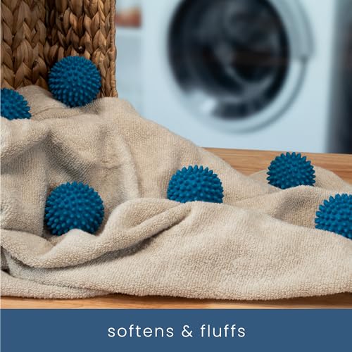 S&T INC. Reusable Plastic Dryer Balls, Fabric Softener for Laundry, Dark Blue, 2.5 in, 6 Pack