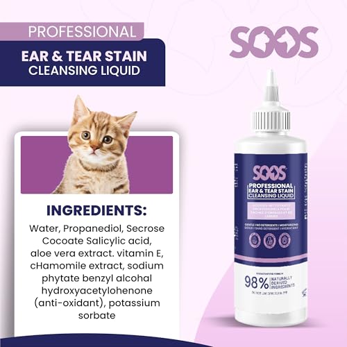 Image of SOOS Pet Natural Ear and Eye Stain Cleansing Liquid for Dog & Cat - Cleaning Your Pets Ears and Eyes - 120ml