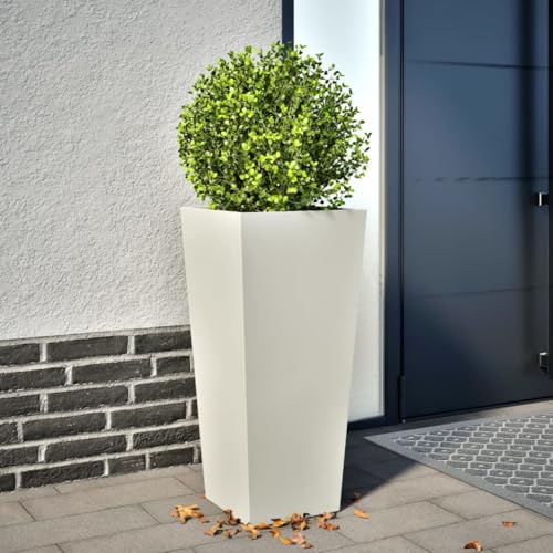 ShGaxin Pflanzkübel Weiß 35x35x75 cm Stahl, Blumentopf Gross, Blumenkasten Balkon, übertopf, Pflanzkasten, Flowerpot, Kräuterbeet Für Die Küche, Vertikalbeet - 851082
