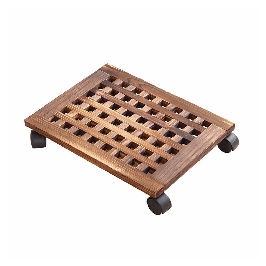 CWCQGH Plant Stand Plant Caddy Home Plant Cart Wooden Plant Stand Solid Pot Base Indoor and Outdoor Planter Tray Outdoor Plant Stand,A-L