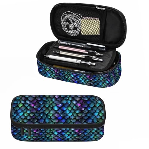 Image of Dragon Scales Pencil Case Sparkling Glittering Skin Sequins Pencil Bag Pouch Box Organizer for College School Students Boy Girl