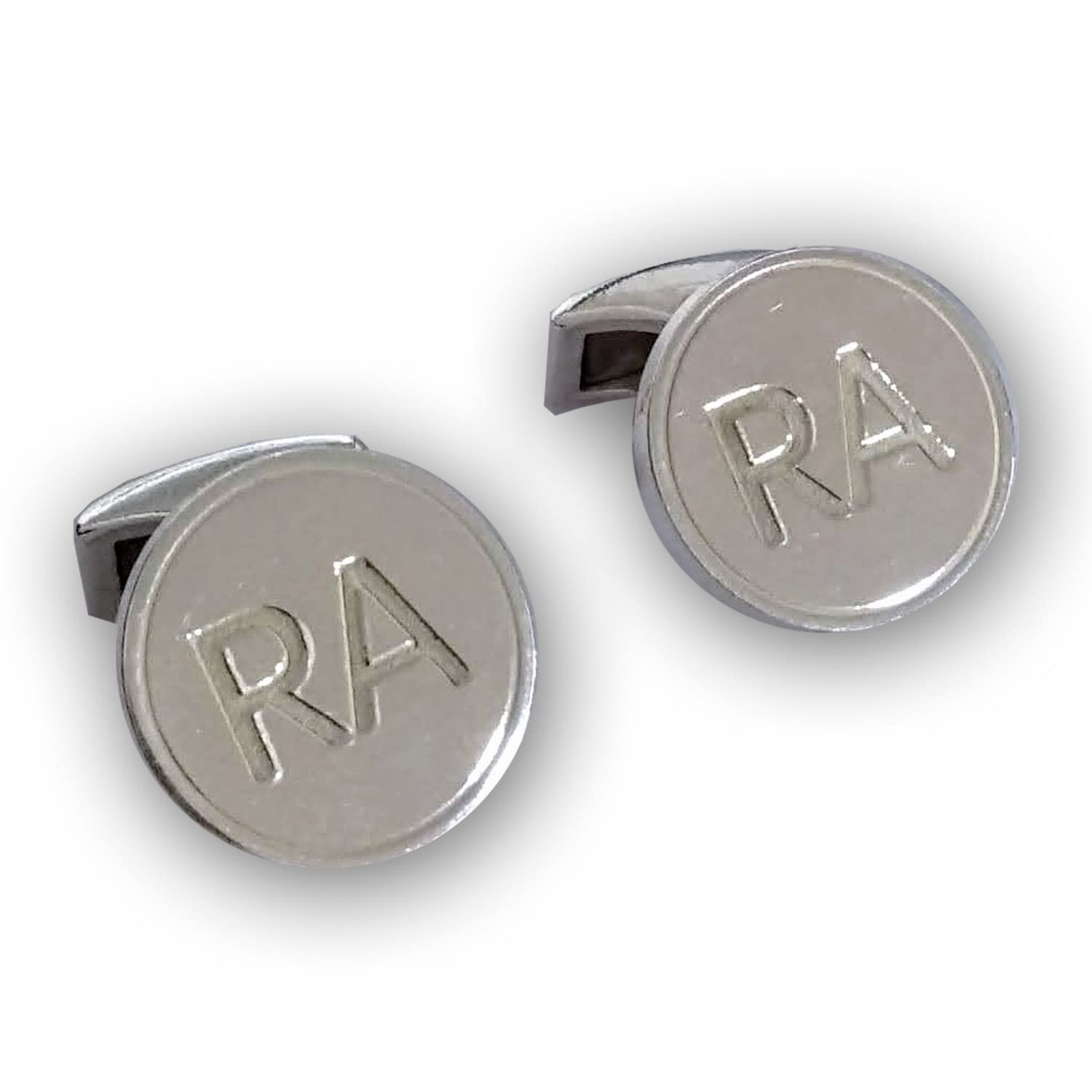 Huescar Joyeros Gemelos Personalizados con Iniciales labradas en Plata de Ley - Para Novios, Padrinos - Trasera ancha grabable