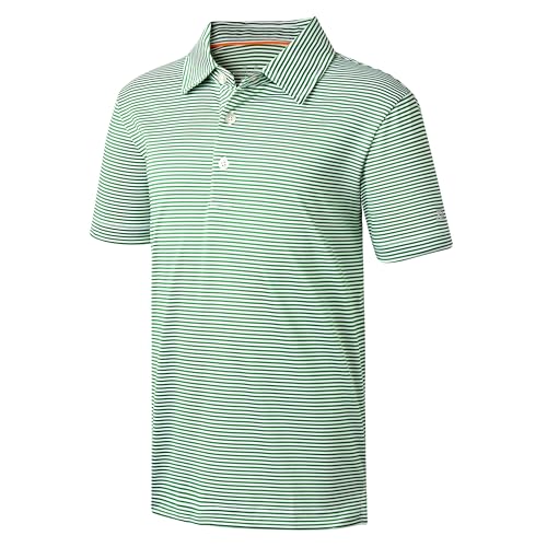 Image of Boys Polo Shirts Short Sleeve Striped Performance Moisture Wicking Dry Fit Golf Shirts for Boys Youth Kids
