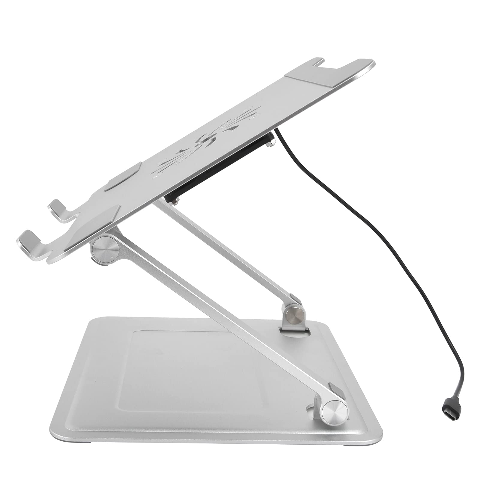 Domary Riser Pieghevole per Laptop con Ventola di Raffreddamento Design in Lega di Alluminio per da 10-17,3 Pollici Argento