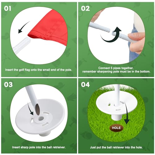 Golf Flag Poles for Putting Green, Golf Flagstick 6 FT for Yard, Golf Pin Flag for Driving Range, 2 Pack