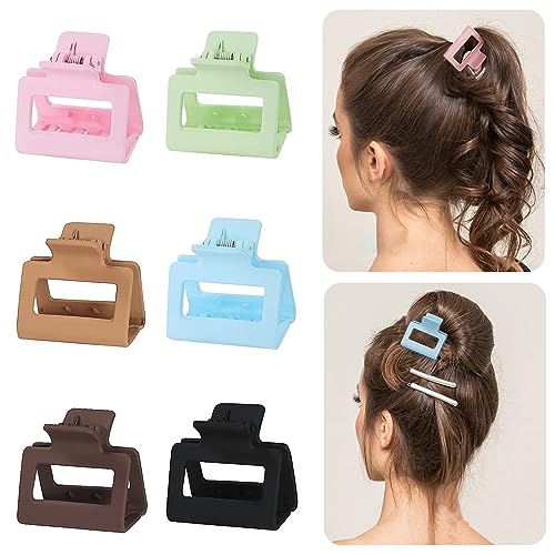 6 Pack de Pinzas de Garra para Cabello para Mujeres y Niñas, Medianas Rectangulares de 2 Pulgadas para Cabello Delgado o Medio miniatura 1