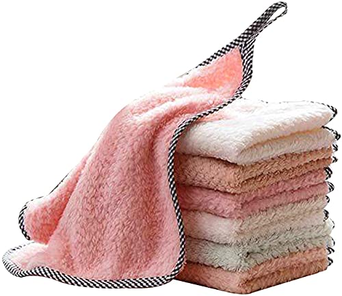 SHIDHMI Kitchen Cleaning Cloth Dish Towels, Premium Dishcloths, Super Absorbent Coral Velvet Dishtowels, Nonstick Oil Washable Fast Drying Random Color (4 Pcs Random)