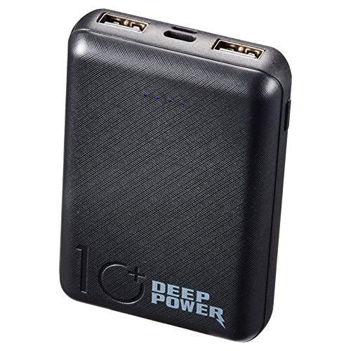 モバイルバッテリー 10000mAh [業界最軽量 小型 クラス] [PSE認証済] 大容量 2ポート iPhone/iPad/Android対応 Deep Power (黒)