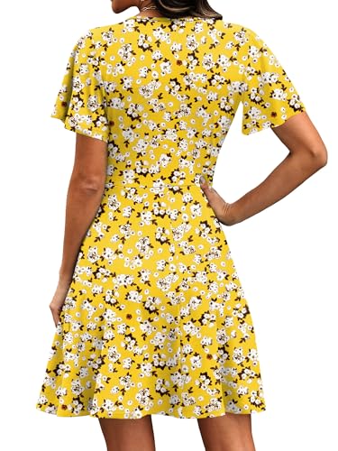 Summer Dresses for Women 2026 Baby Doll Swing Empire Waist Wedding Guest Dress Yellow Sundresses Floral Mustard S — view 5