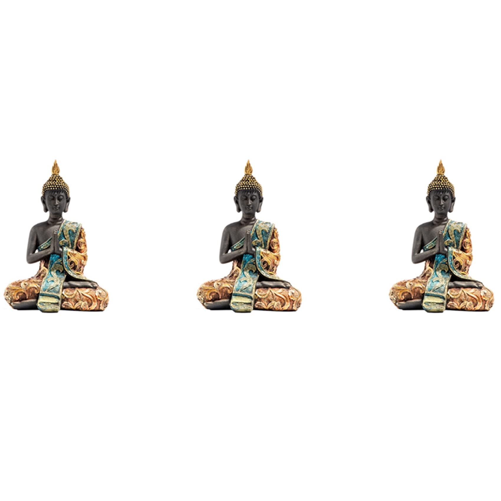 Hndhbfgrt 3X Buddha Statue Thailand Sculpture Resin Handmade Buddhism Hindu Feng Shui Figurine Meditation Home Decor Ornament