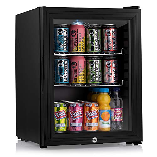 Subcold Super35 LED - Mini Fridge | 35L Glass Door Beer, Wine & Drinks Fridge | LED Light + Lock and Key | Energy Efficient (Black)