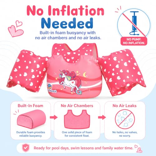 Image of Dark Lightning Toddler Swim Vest for Kids Ages 2-7, Kids Pool Floaties with Arm Wings, USCG Approved Life Jacket for Boys Girls, 33-55 lbs