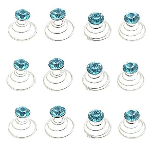 12 pcs Single Crystal Twisters Coil Spiral Hair Pins for Wedding