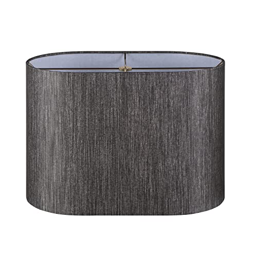 Image of Aspen Creative 37003 Contemporary Oval Hardback Shaped Spider Construction Lamp Shade in Dark Sliver Grey, 15 1 /2 inch wide (9 inch + 15 1 /2 inch) x (9 inch +x 15 1 /2 inch) x 11 inch