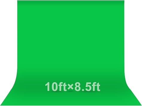 EMART Green Screen Photo Backdrop, 10x8.5 ft Photoshoot Backdrop Chroma Key Green Screen Polyester Cloth Fabric Curtain for Background Removal, Zoom Meeting, Photo Video Studio, Live Streaming