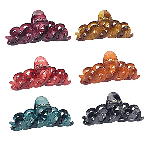 LYDZTION 4.7 Inch Hair Claw Clips for Women and Girls,6PCS Nonslip Big Hair Claw Clips for for Thick Hair Thin Hair,Strong Hold Hair Jaw Clips,6 Color Available