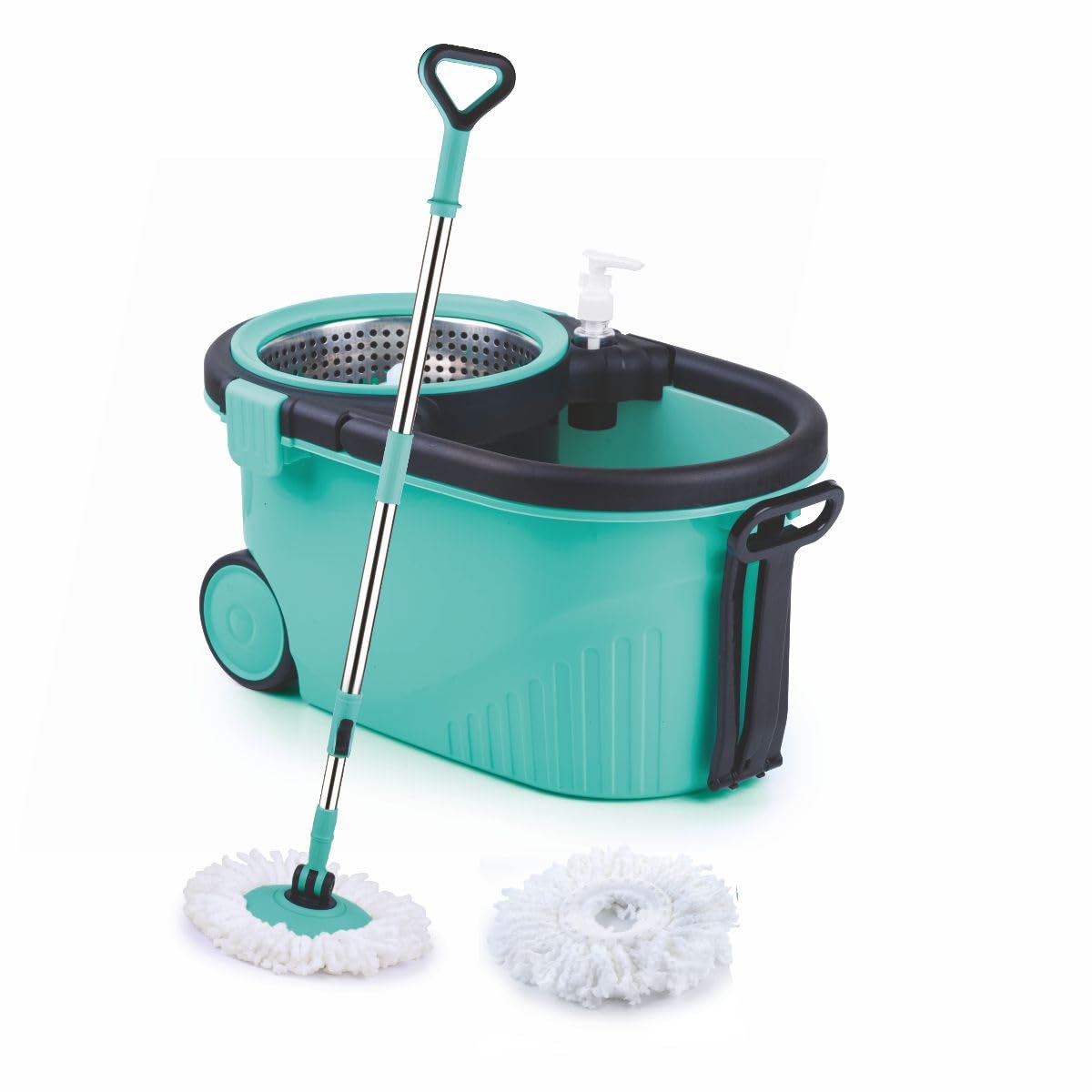 Homeor Comfort Spin Mop – Big Wheel, Auto‑Fold Handle, 360° Flex, Blue