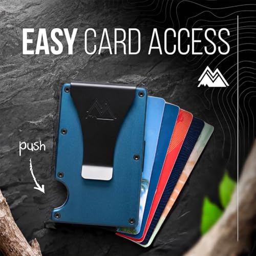 Image of Mountain Voyage Co Minimalist Wallet for Men & Women - Slim RFID Wallet, Scratch Resistant, Credit Card Holder & Money Clip, Easily Removable Money & Cards, (Matte Navy Blue)