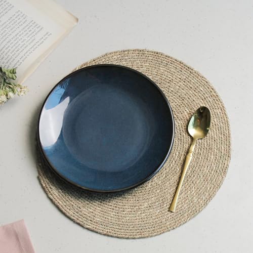 Image of The Earth Store Galaxy Blue 7 Inch Ceramic Quarter Plates Set of 6 | Microwave & Dishwasher Safe Plate | Half Plate for Dessert, Snacks, Dinner | Snack Plates for Gifting, Daily Use