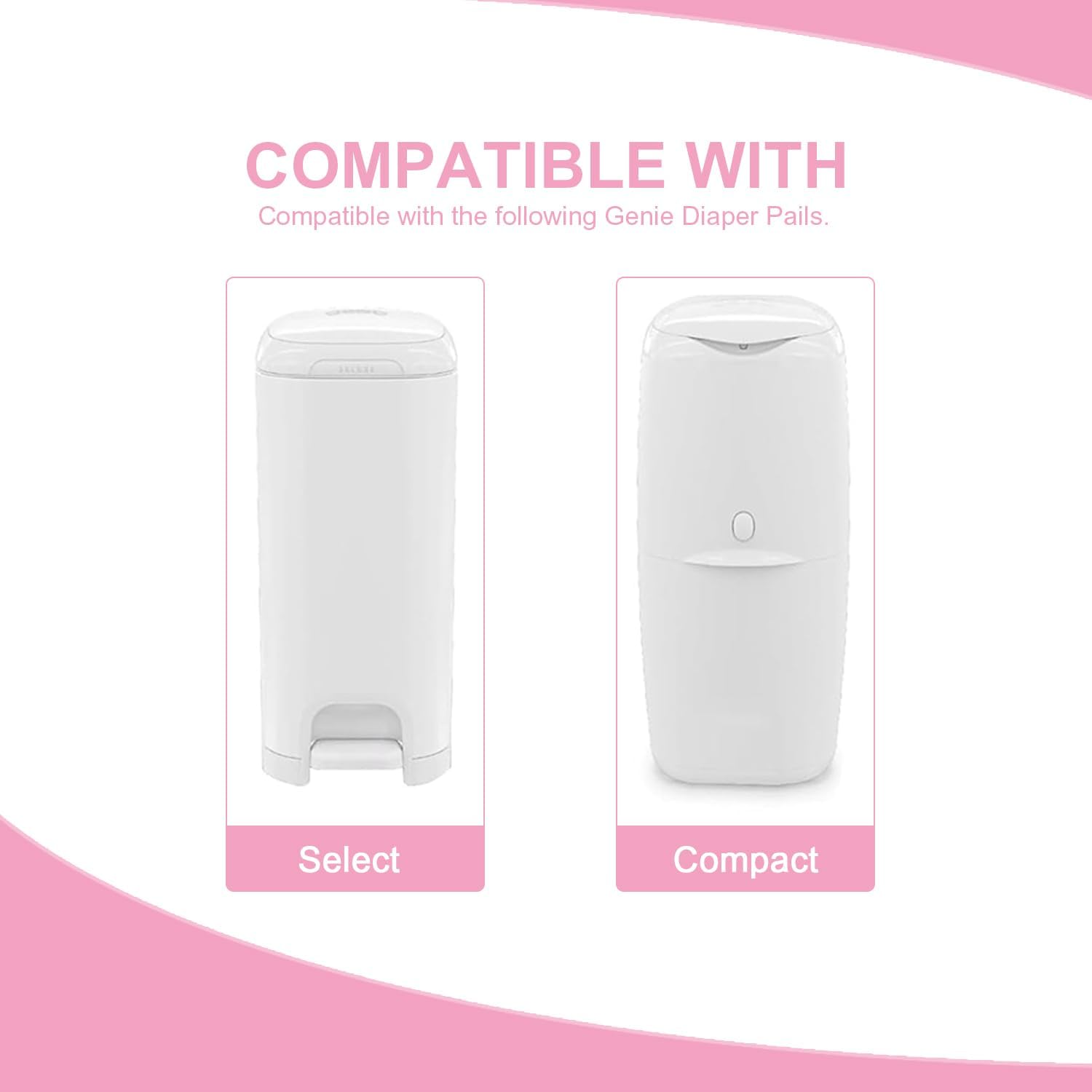 Square Starter Refills Disposal Bags Refill Compatible with Genie Diaper Compact,Select Pails (Not Fit Classic Version Pails), Hold Up to 165 Newborn-Sized Diapers Per Refill,6 Pack