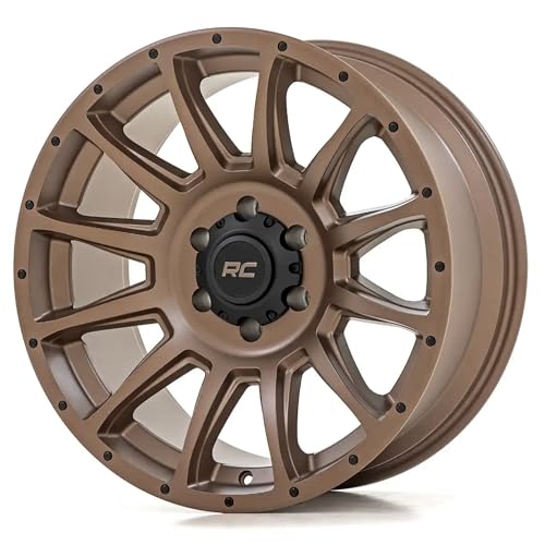 Rough Country 90 Series 18x9 Off-Road Wheels for Trucks, Bronze Finish with Black Accent Bolts, One Piece Aluminum, Multi-Spoke Design Truck Rims (18 x 9 in, 6 x 135mm, -12 mm Offset)