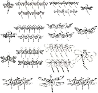 SUNNYCLUE 1 BOX 70Pcs 7 Style Dragonfly Charms Bulk Butterfly Pendants Flying Animal Insect Stainless Steel Charm for DIY jewellery Making Bracelets Necklaces Crafts Supplies, Silver