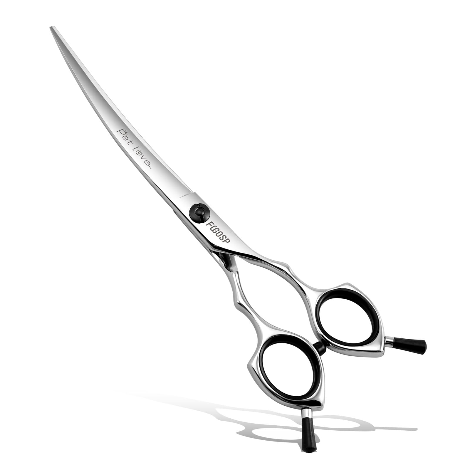 Fogosp Curved Dog Grooming Scissors 7 In Curve Shears For Pet Dogs Pomeranian Cat Japan 440C 30°Arc Upward & Downward For Trimming Face And Paws At Home(7, Curved)