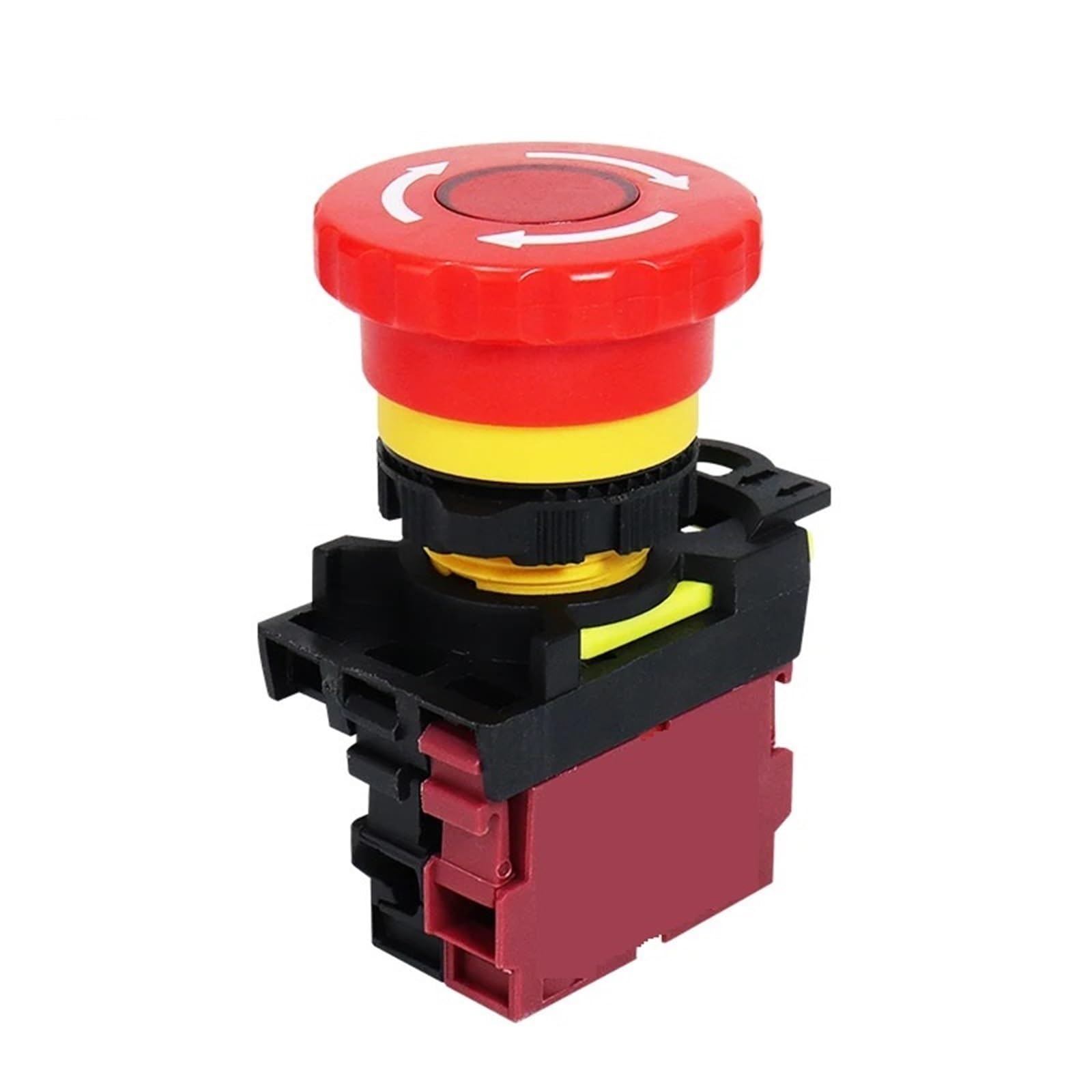 1 interruptor de parada de emergencia LA36M de 22 mm, con bloqueo, 12 V, 24 V, 220 V, 10 A, 1NC 2NC, interruptores E-Stop de cabeza de hongo rojo (con luz roja, 2NC, ACDC110-220v)