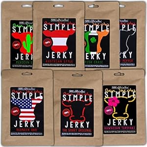 Beef Jerky Sample Box, 7 x 50g handgemaakt gedroogd vlees, 100% Oostenrijks grasgevoerd rund, premium vlees zonder…
