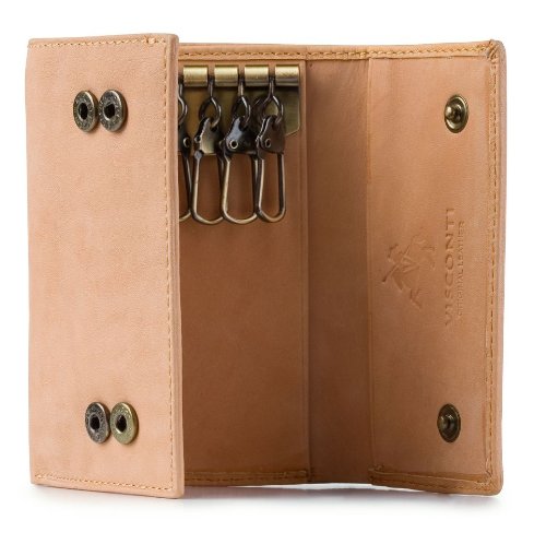 Visconti 1178 Leather Key Case Wallet/Key Holder Wallet/Coin Purse (Sand)