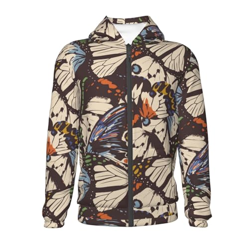 Vector Butterflies Kid Hoodies Boys Zip Up Sweatshirts Girls Pullover with Pocket2