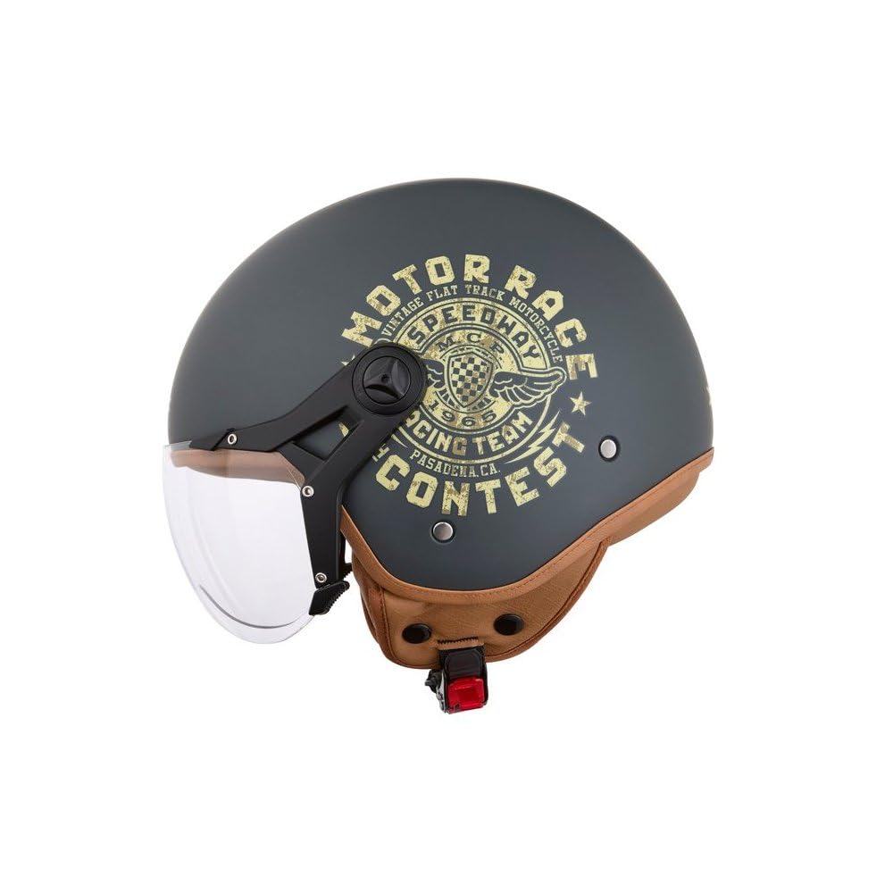 KSK Jethelm MOTORS Mattgrau – ECE R 22.06 zugelassen – Größe L (59-60cm) – ABS-Schale