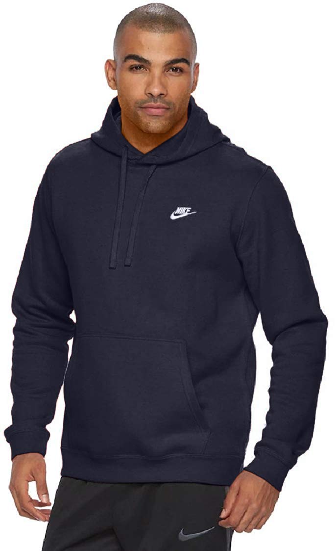 Nike Men's Obsidian/Obsidian/White Nsw Club Pullover Hoodie, Navy, Small