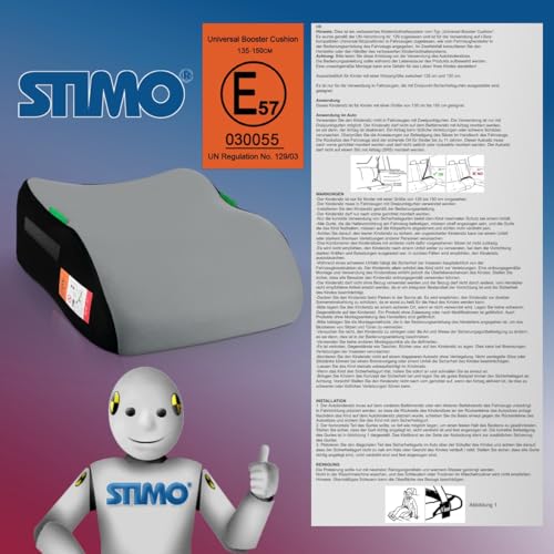 Kindersitzerhöhung Sitzerhöhung ergonomisch Kinder 135-150 cm Auto Sitz ECE R129 Bezug waschbar (Grau)